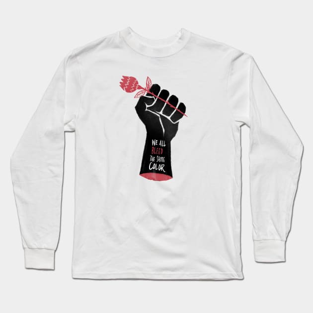 We all bleed the same color | BLM Long Sleeve T-Shirt by Chewbarber